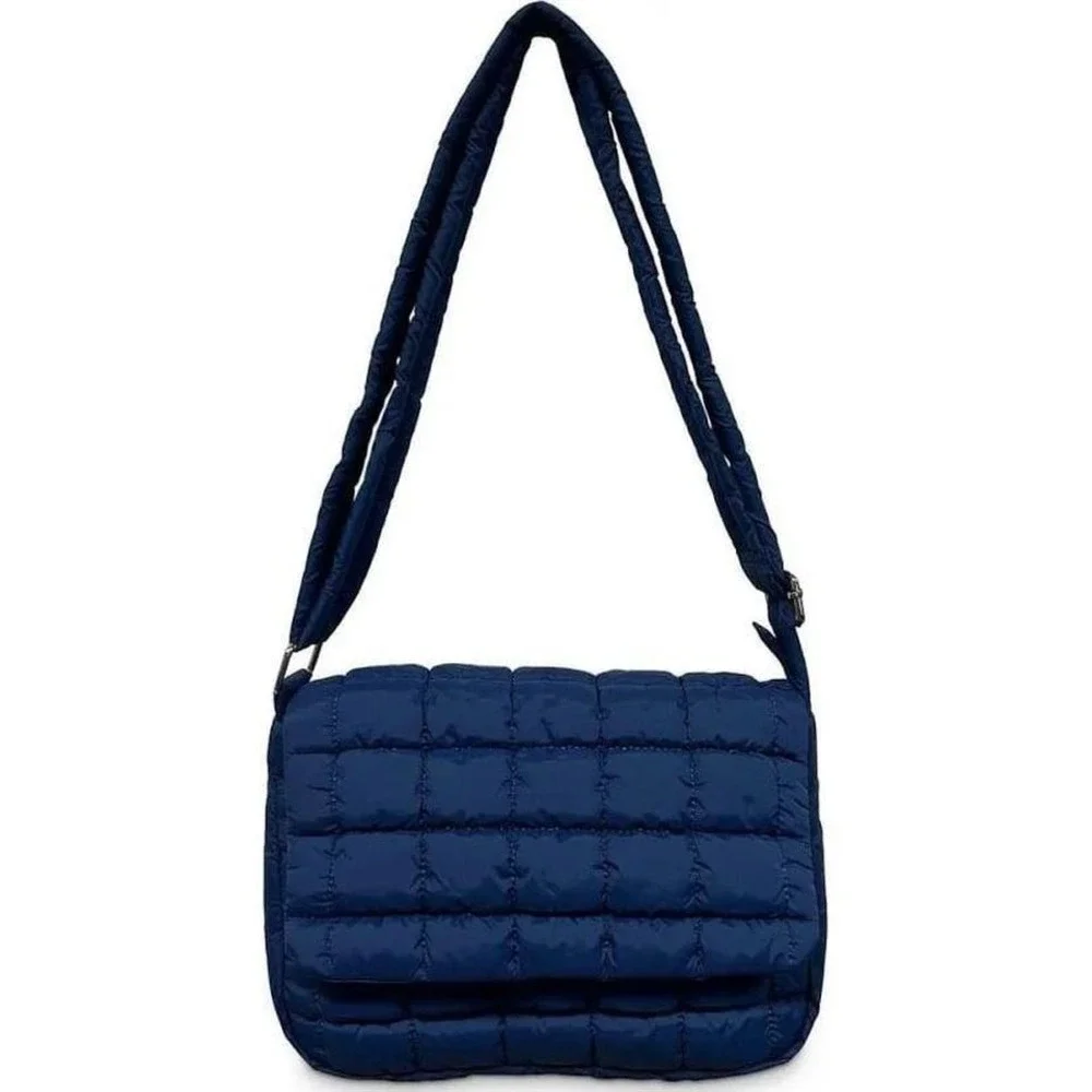 YOUZEY Blue Quilted Puffer Crossbody Bag Cloud Padded Travel Purse